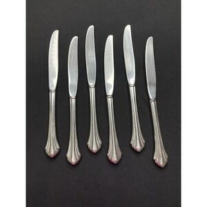 5 ONEIDA  BANCROFT DINNER KNIVES STAINLESS FLATWARE GLOSSY RETIRED 9"
